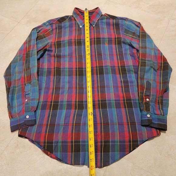 VTG 90s Polo Ralph Lauren Mens L Large Long Sleeve Button Down Shirt Handwoven - Picture 6 of 9